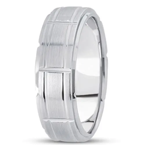 14K Gold Mens Fancy Wedding Band (7.5mm)