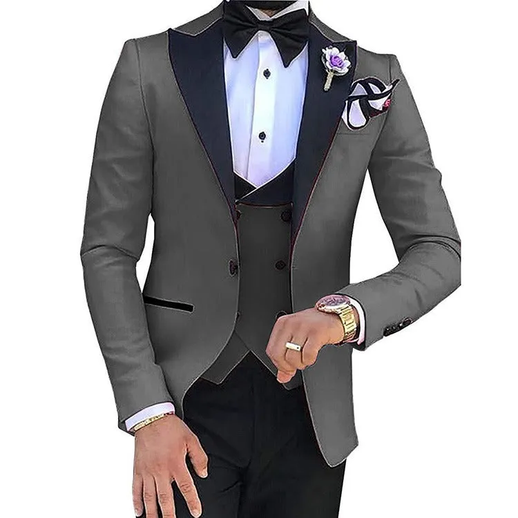 3 Pieces Slim Fit Men’s Suit Groom Formal Party Prom & Wedding Tuxedo Blazer Jacket Pants & Waistcoat