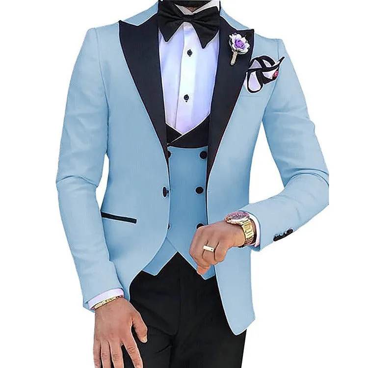 3 Pieces Slim Fit Men’s Suit Groom Formal Party Prom & Wedding Tuxedo Blazer Jacket Pants & Waistcoat