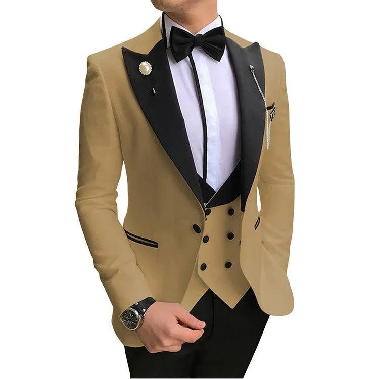 3 Pieces Slim Fit Men’s Suit Groom Formal Party Prom & Wedding Tuxedo Blazer Jacket Pants & Waistcoat