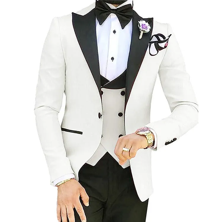 3 Pieces Slim Fit Men’s Suit Groom Formal Party Prom & Wedding Tuxedo Blazer Jacket Pants & Waistcoat