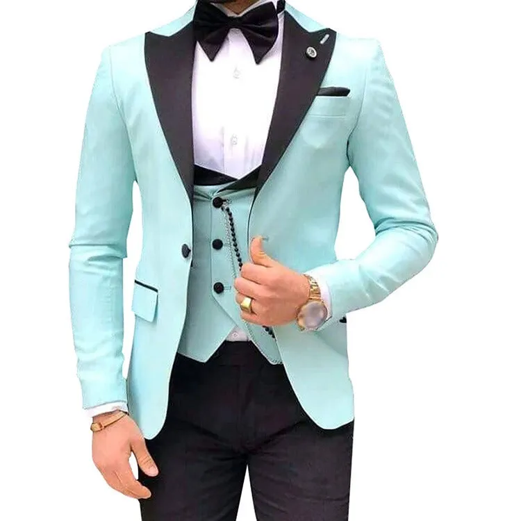 3 Pieces Slim Fit Men’s Suit Groom Formal Party Prom & Wedding Tuxedo Blazer Jacket Pants & Waistcoat