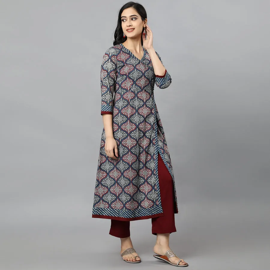 Ajrakh Print Angarkha Style Kurta