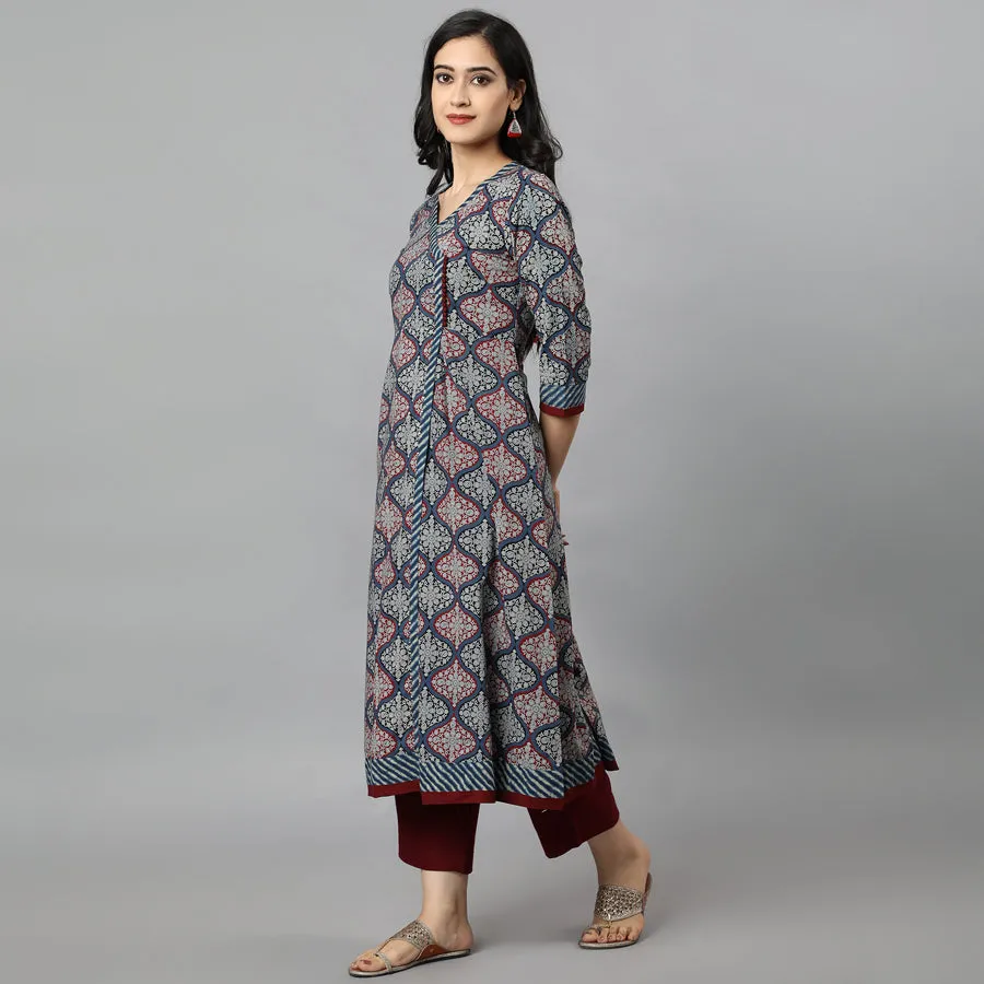 Ajrakh Print Angarkha Style Kurta