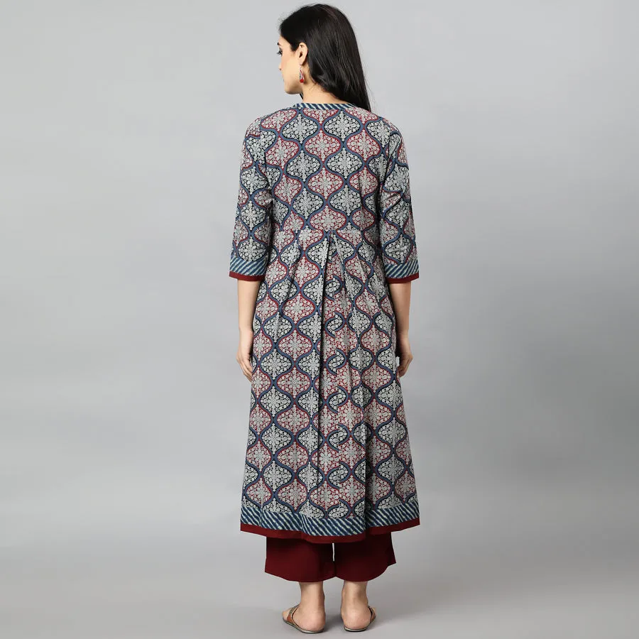 Ajrakh Print Angarkha Style Kurta