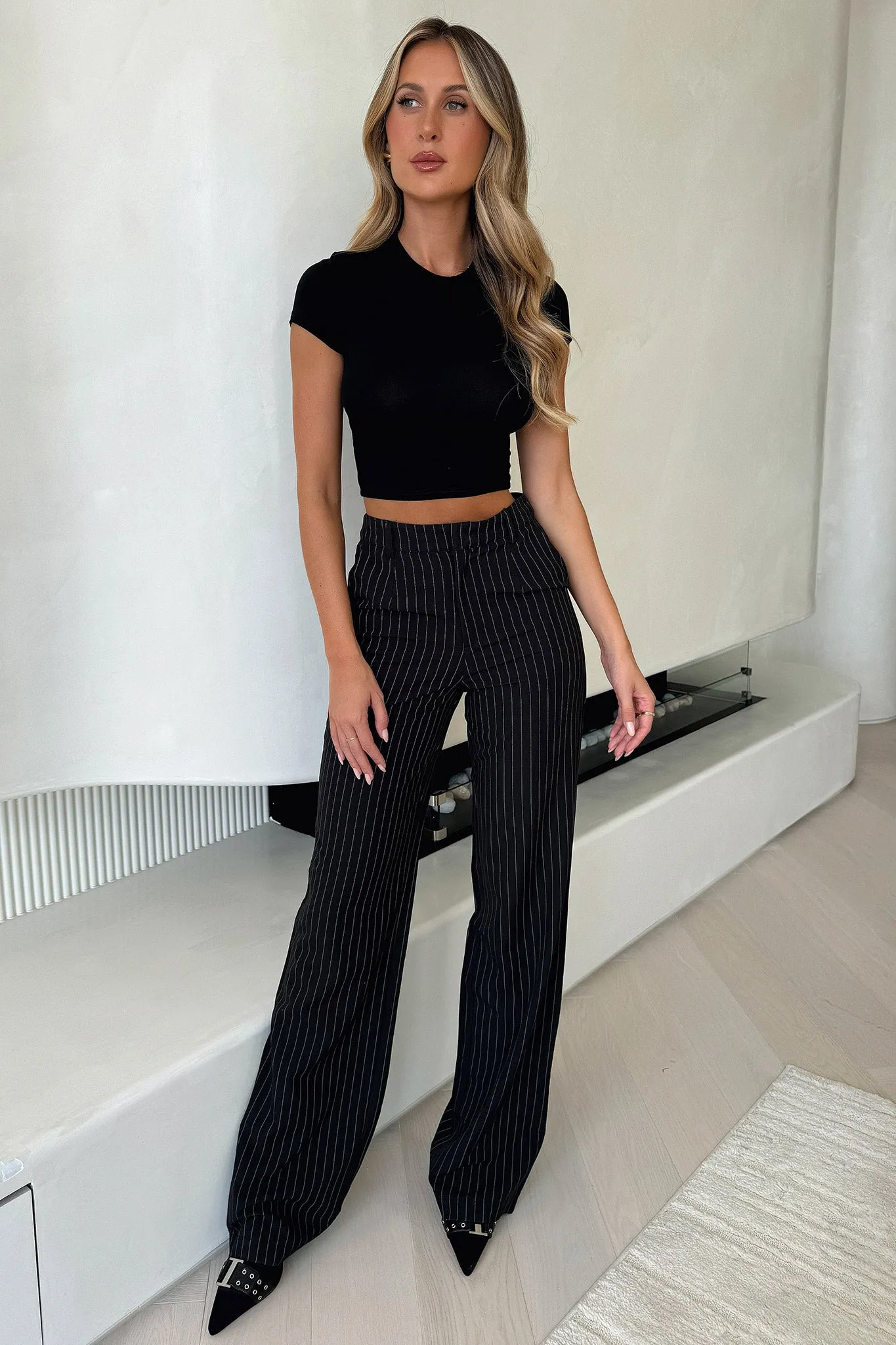 Alaric Pants - Black Pinstripe Tall