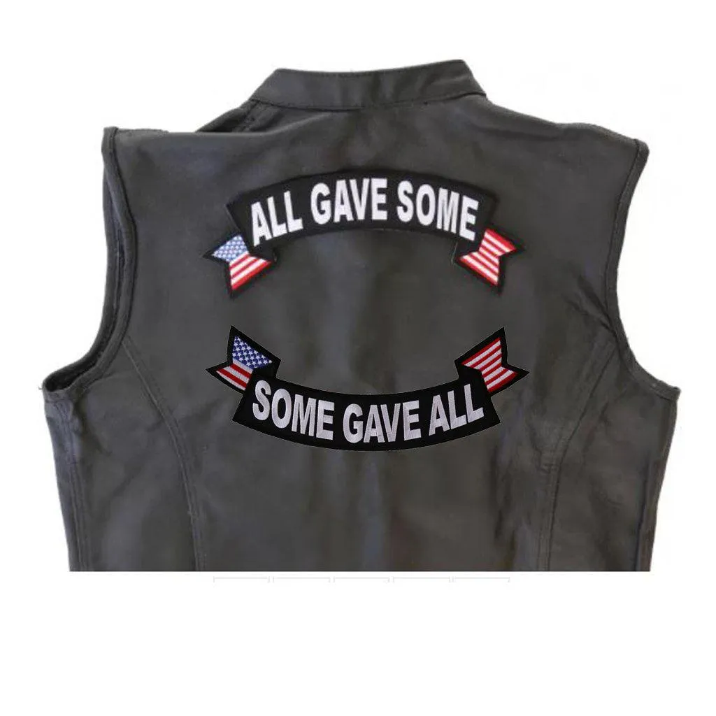 All Gave Some - Some Gave All Rocker Set of Two Patches With US Flag Design - 11x4 inch