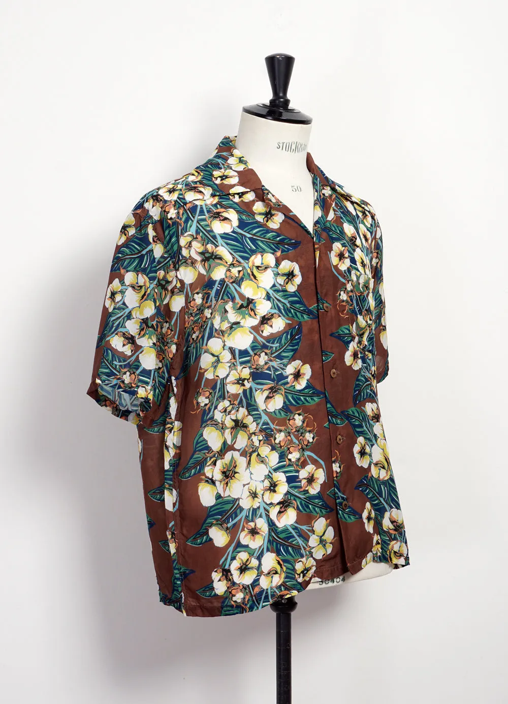 ALOHA SHIRT | Silk Rayon Flower Shirt | Brown