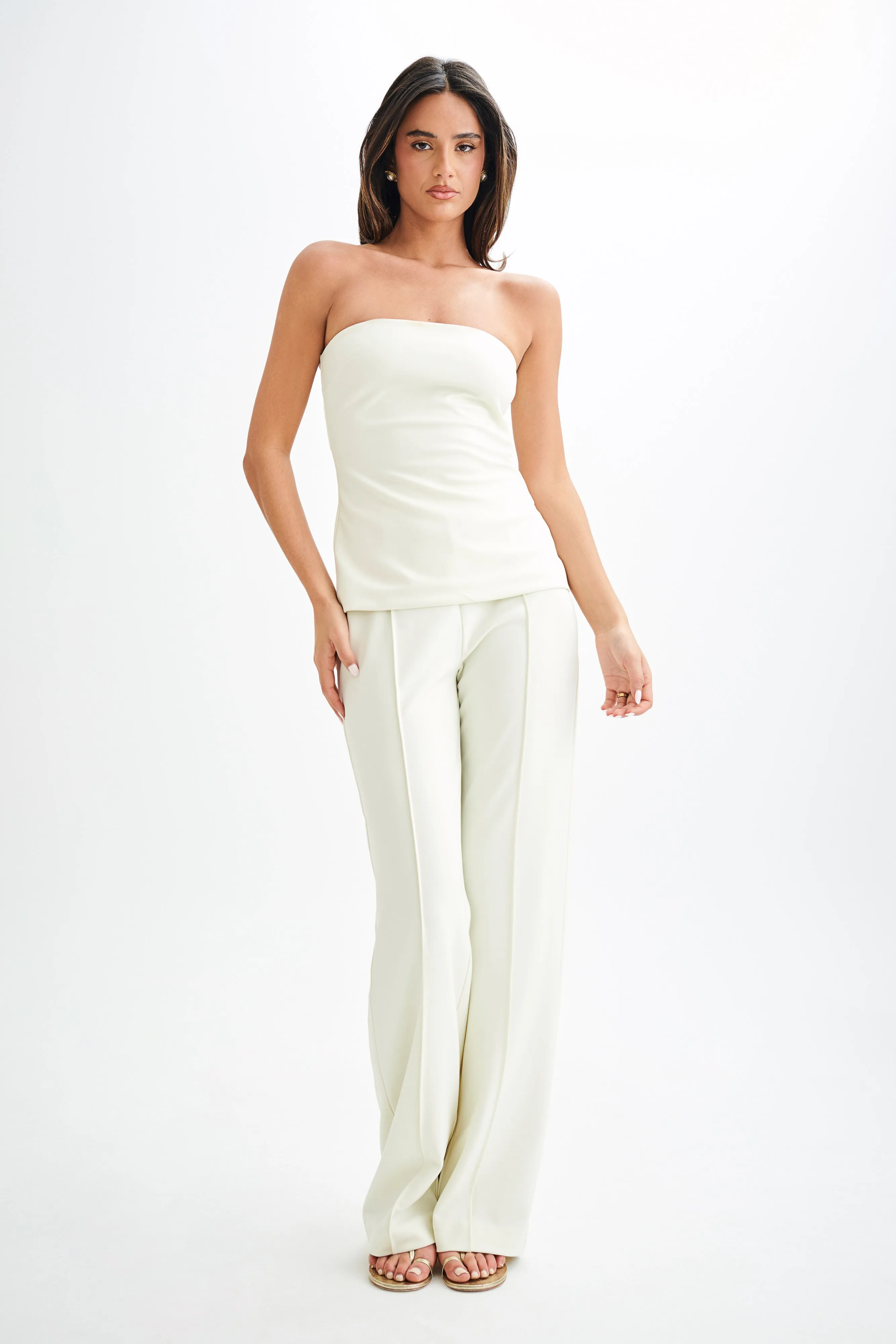 Antonia Pleated Wide Leg Pants - Ivory