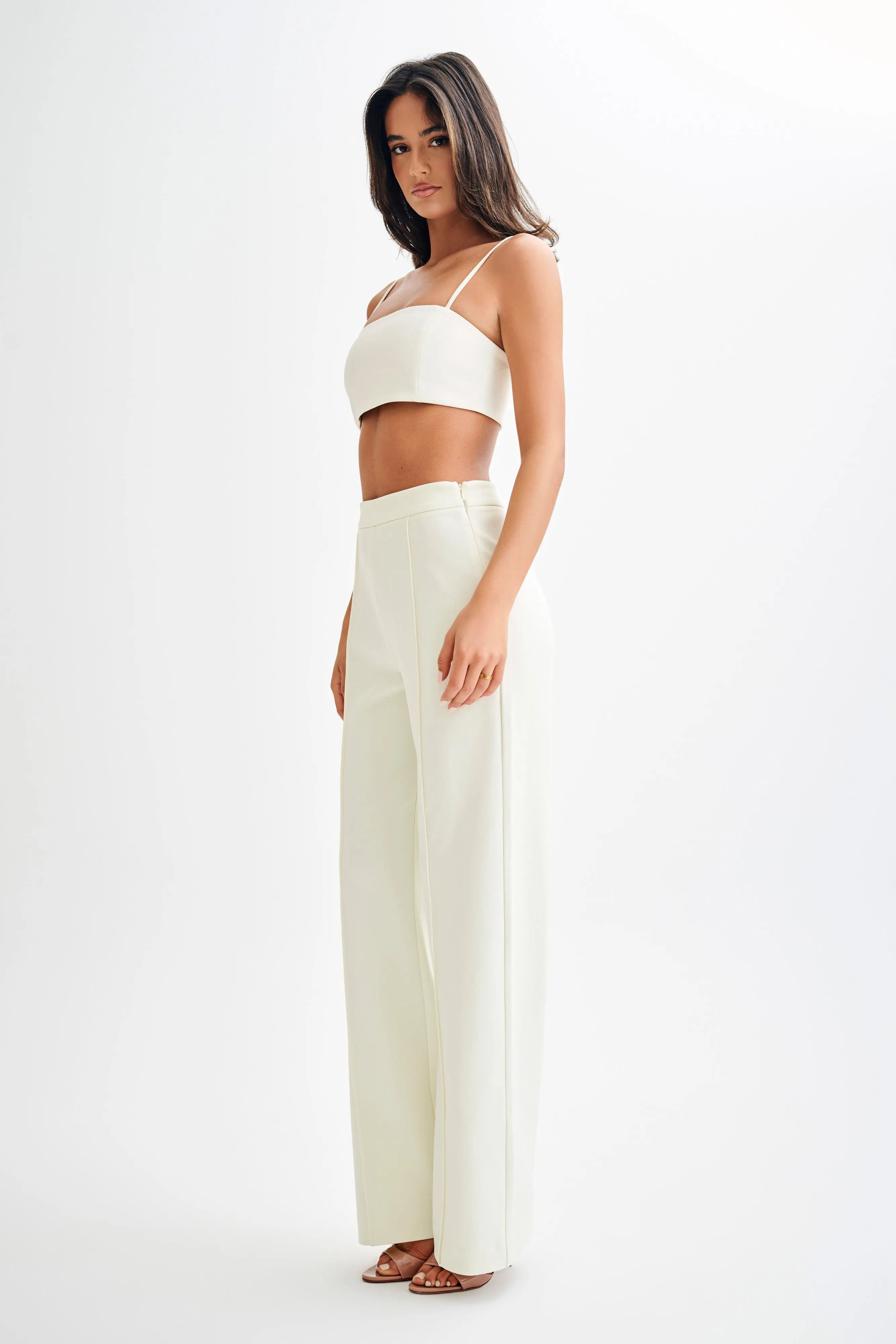 Antonia Pleated Wide Leg Pants - Ivory