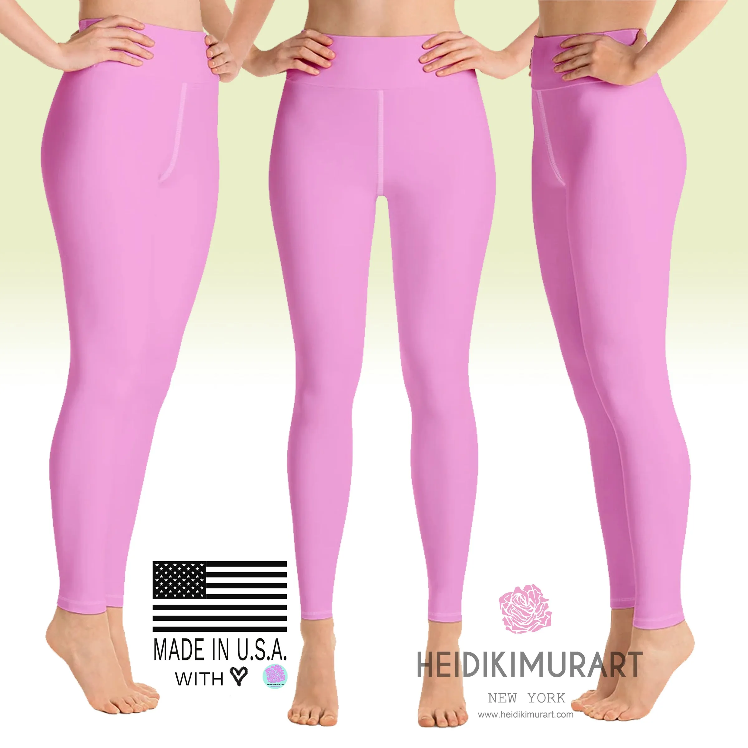 Ballet Light Pink Women's Leggings, Solid Color Active Wear Sports Long Yoga Pants-Made in USA/EU/MX