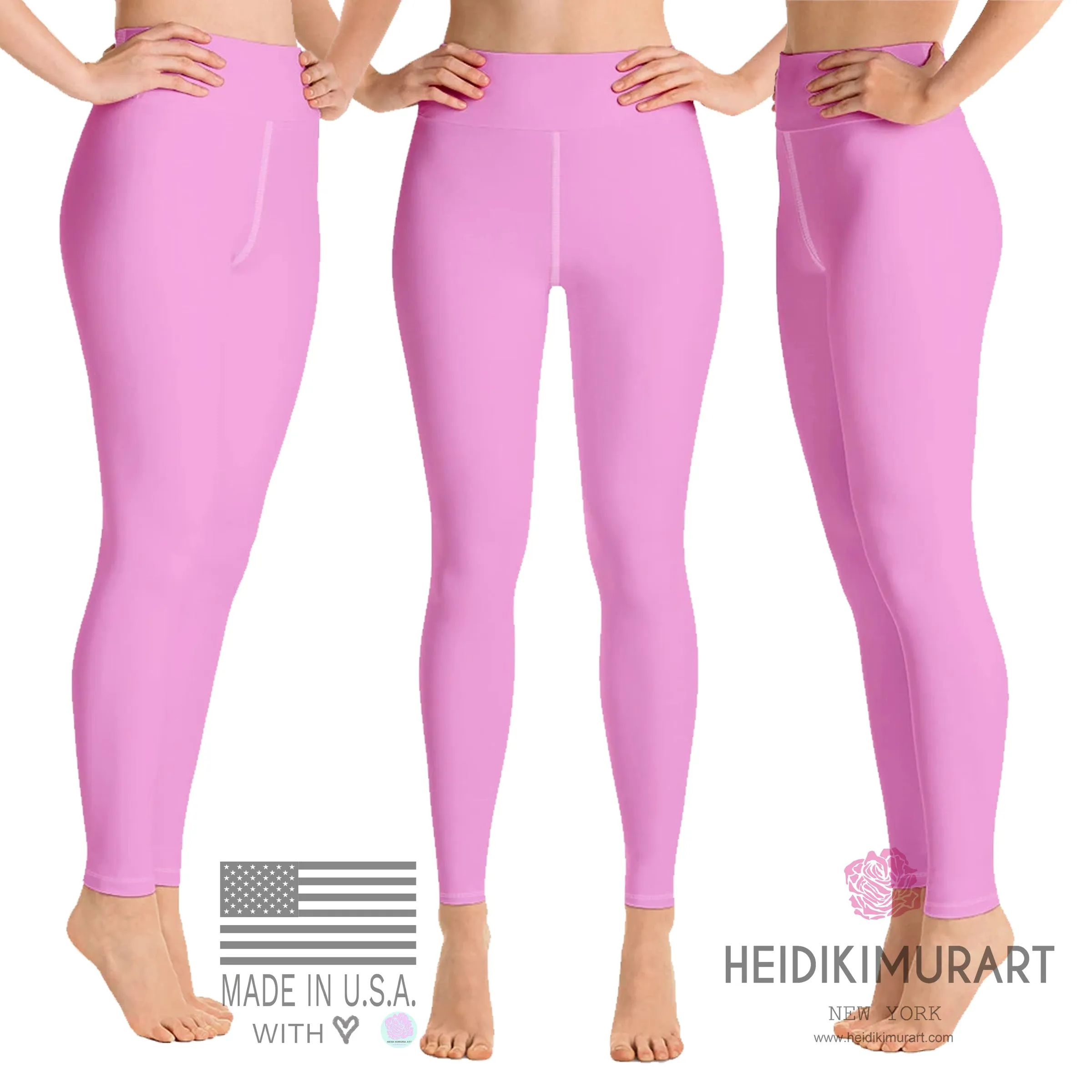 Ballet Light Pink Women's Leggings, Solid Color Active Wear Sports Long Yoga Pants-Made in USA/EU/MX