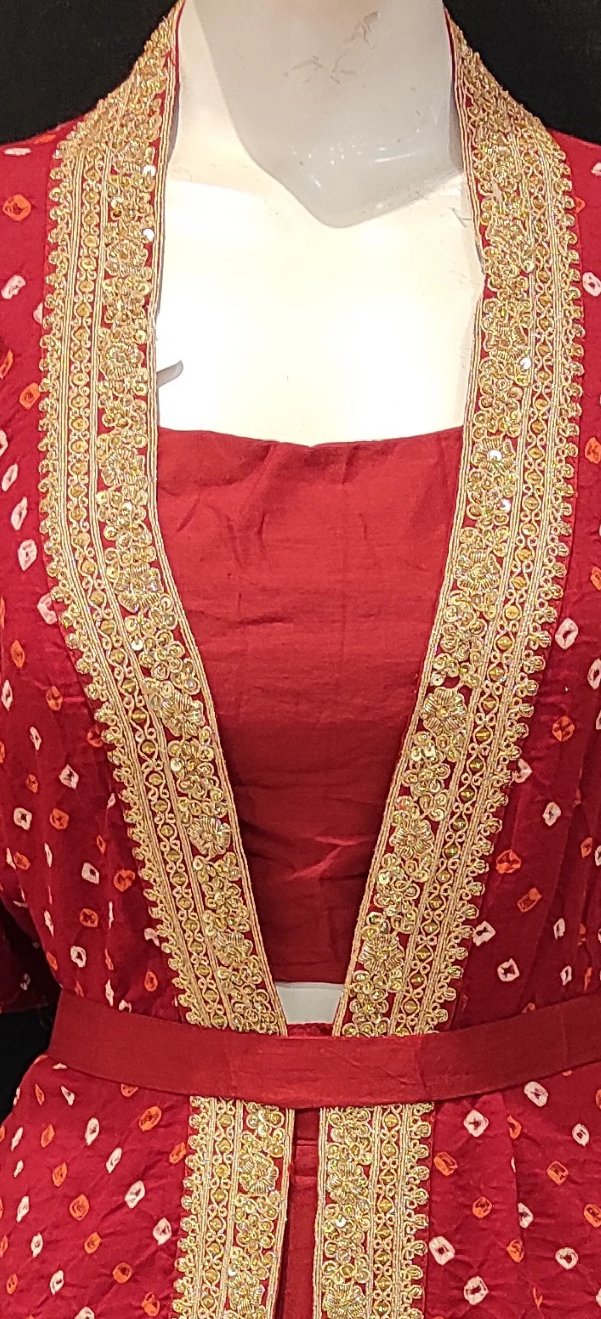 Bandhani Jacket With Zari Border And Dhoti