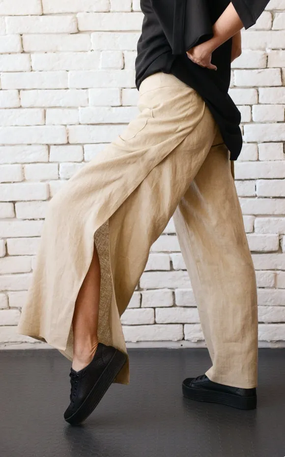 Beige Linen Pants