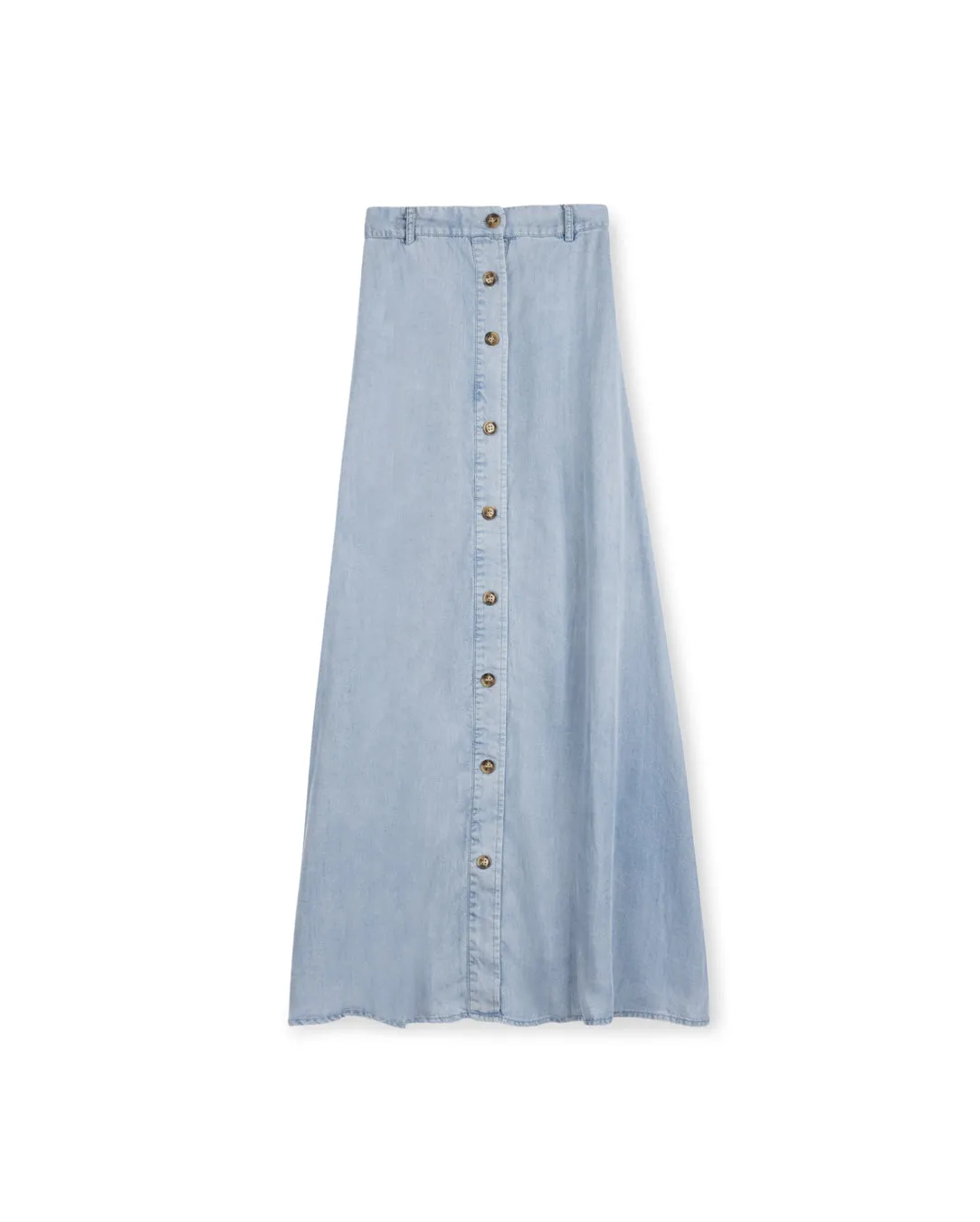 Belt Loop Detailed Denim Maxi Skirt