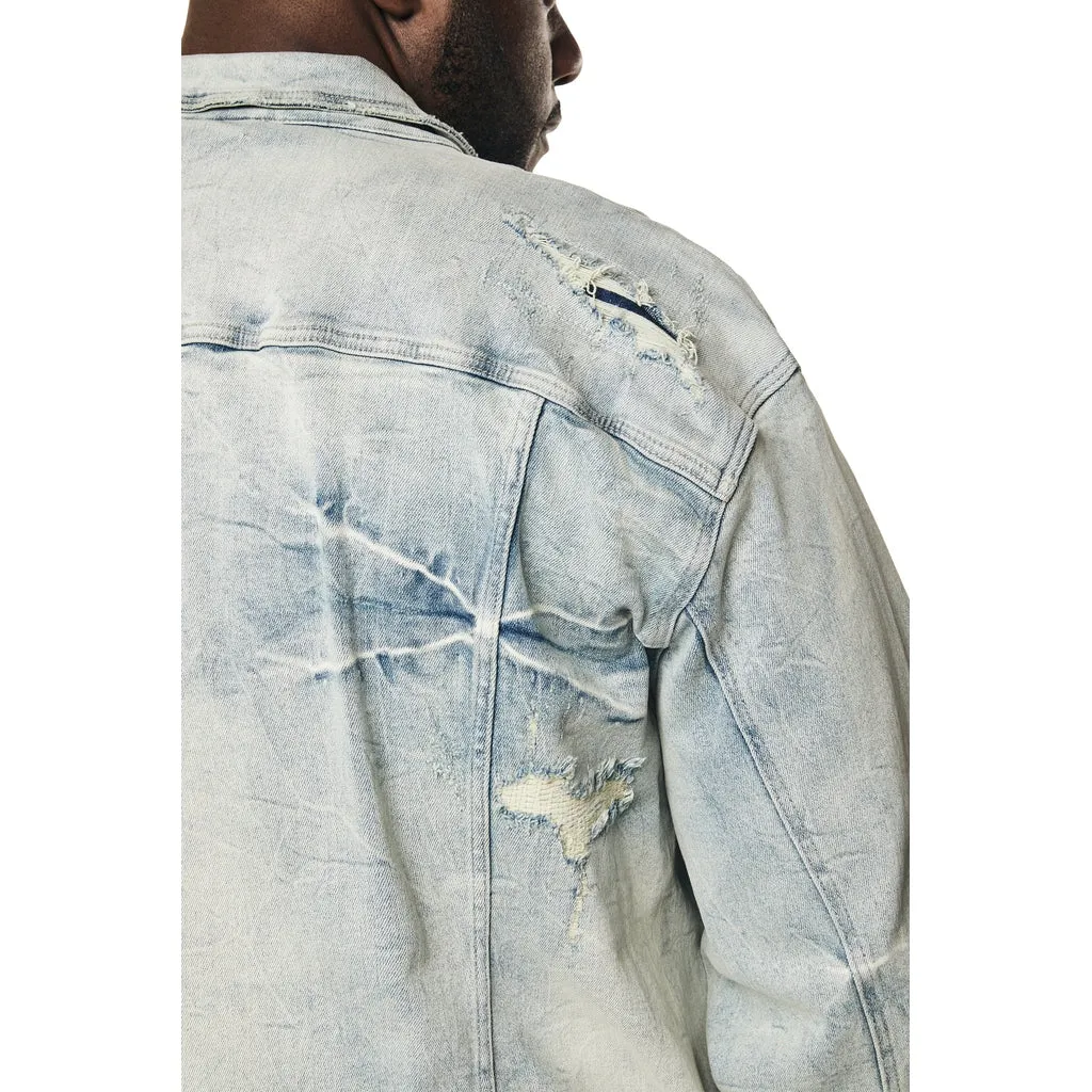 Big and Tall - Wave Effect Jean Jacket - Leo Blue