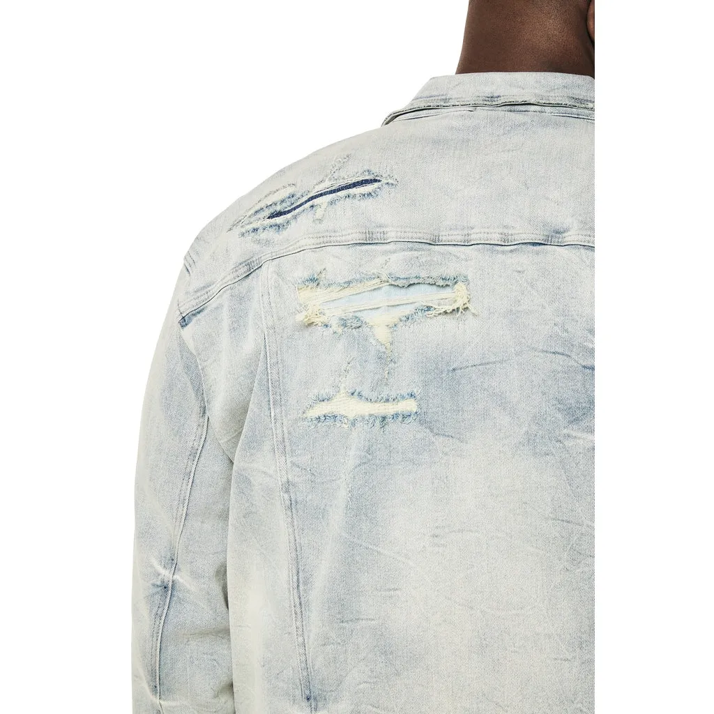 Big and Tall - Wave Effect Jean Jacket - Leo Blue