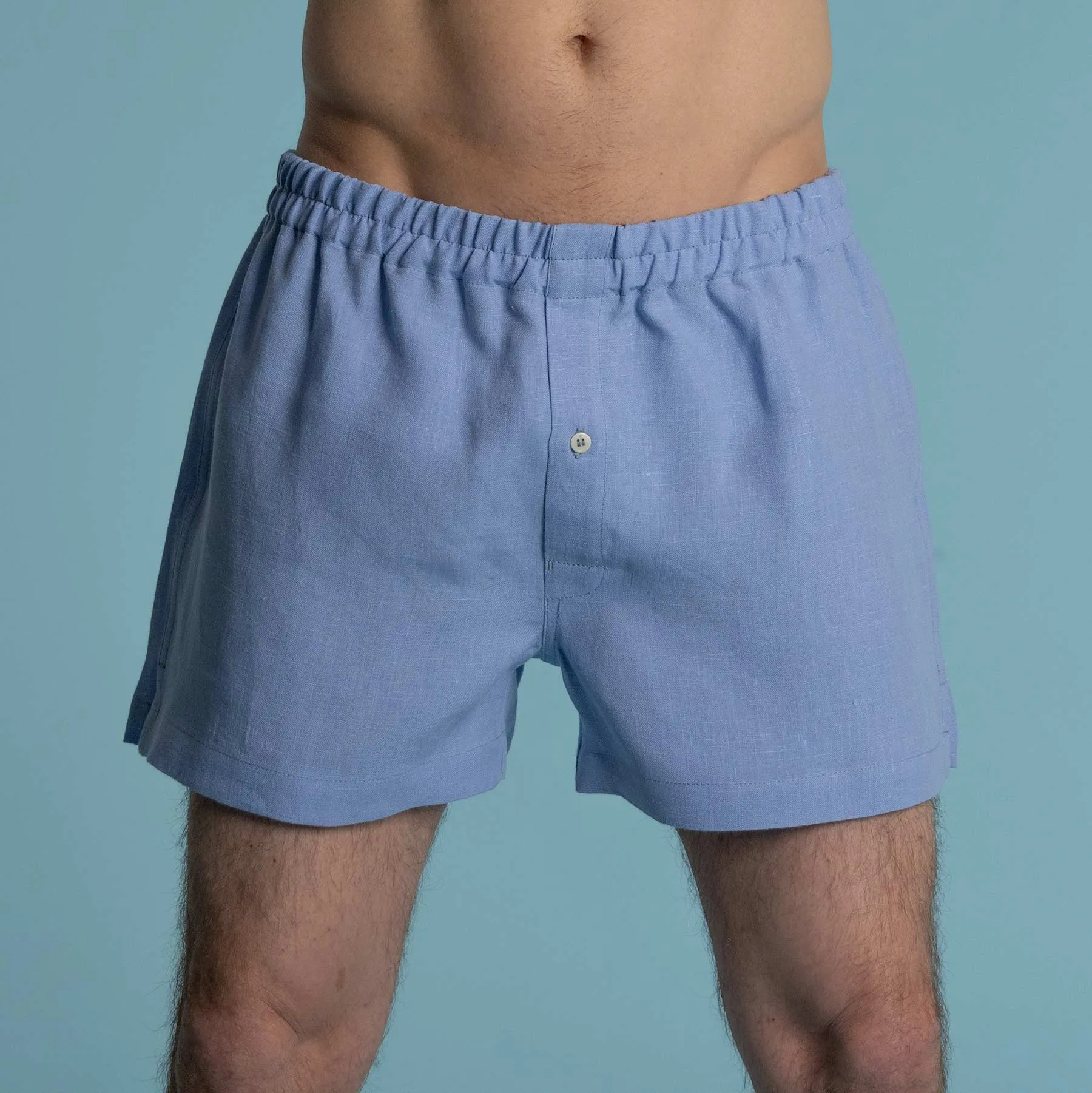 BIZET 100% Organic Linen Boxers (Woven) (Plastic-free, Tagua Nut Button, OC Thread) (100% Biodegradable Organic Elastic Option)