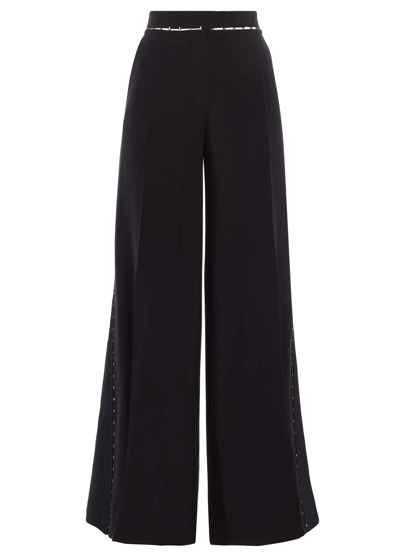 black hook & eye wide-leg trousers