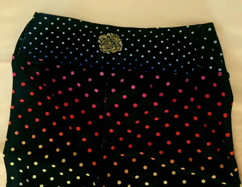 Black Rainbow Dots Women's Leggings, Polka Dots Colorful Printed Women's Long Yoga Pants- Made in USA/EU/MX