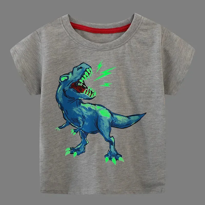 Boys Summer Fashion Luminous Dinosaur Tops