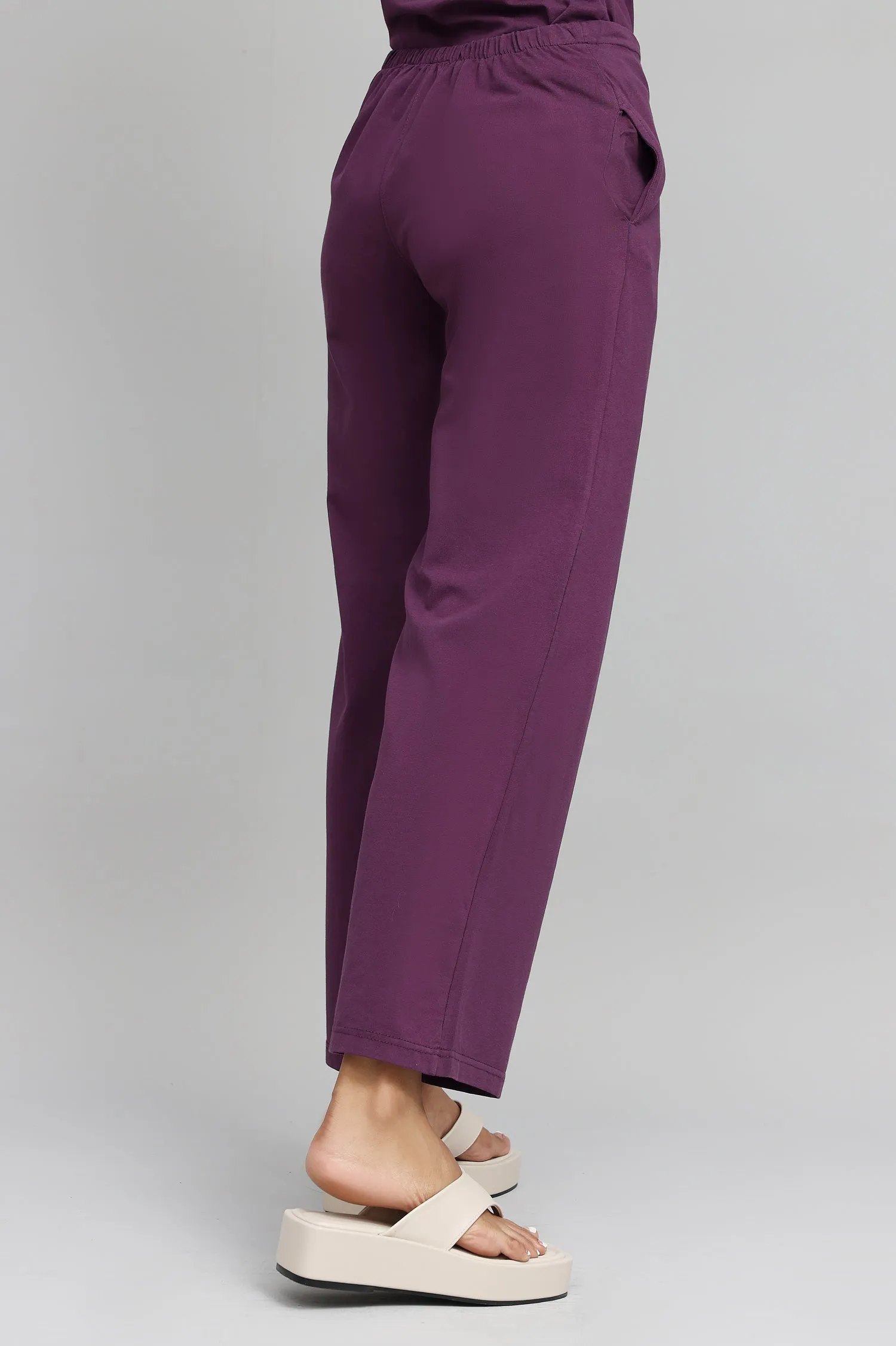 COMFY WIDE-LEG LOUNGE PANTS-PURPLE