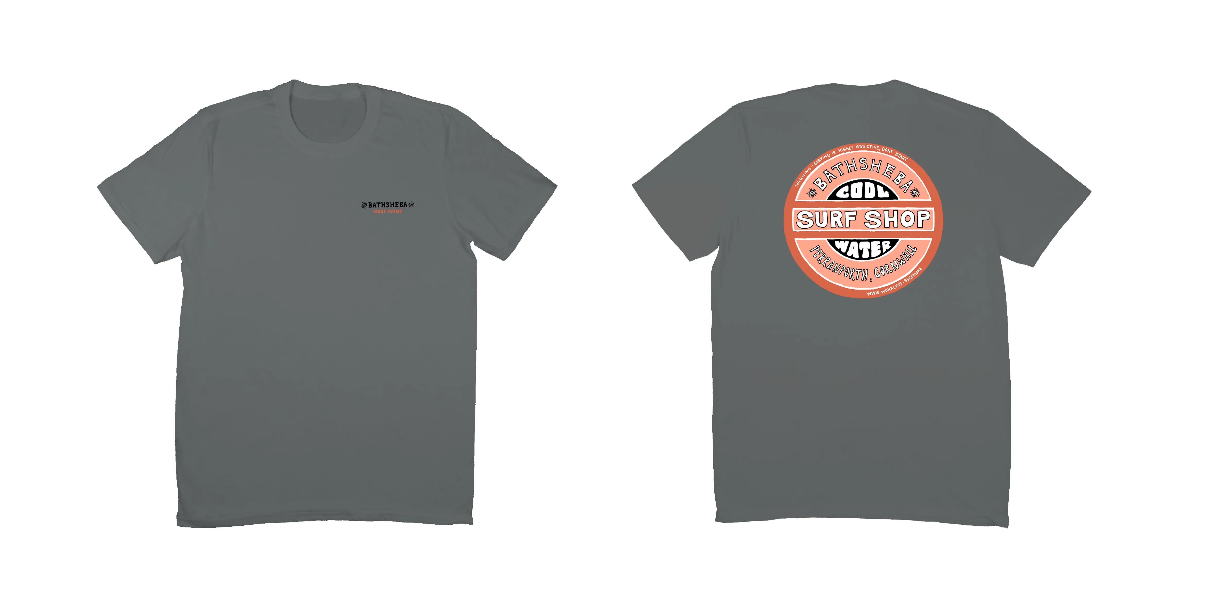 Cool Water T-Shirt - Charcoal (orange logo)