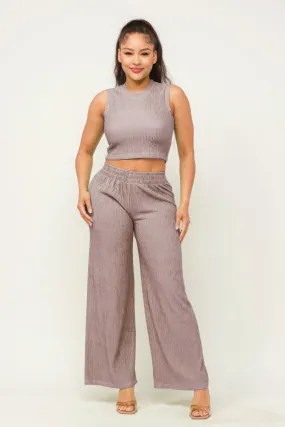 Crop Top And Wide Pants Set