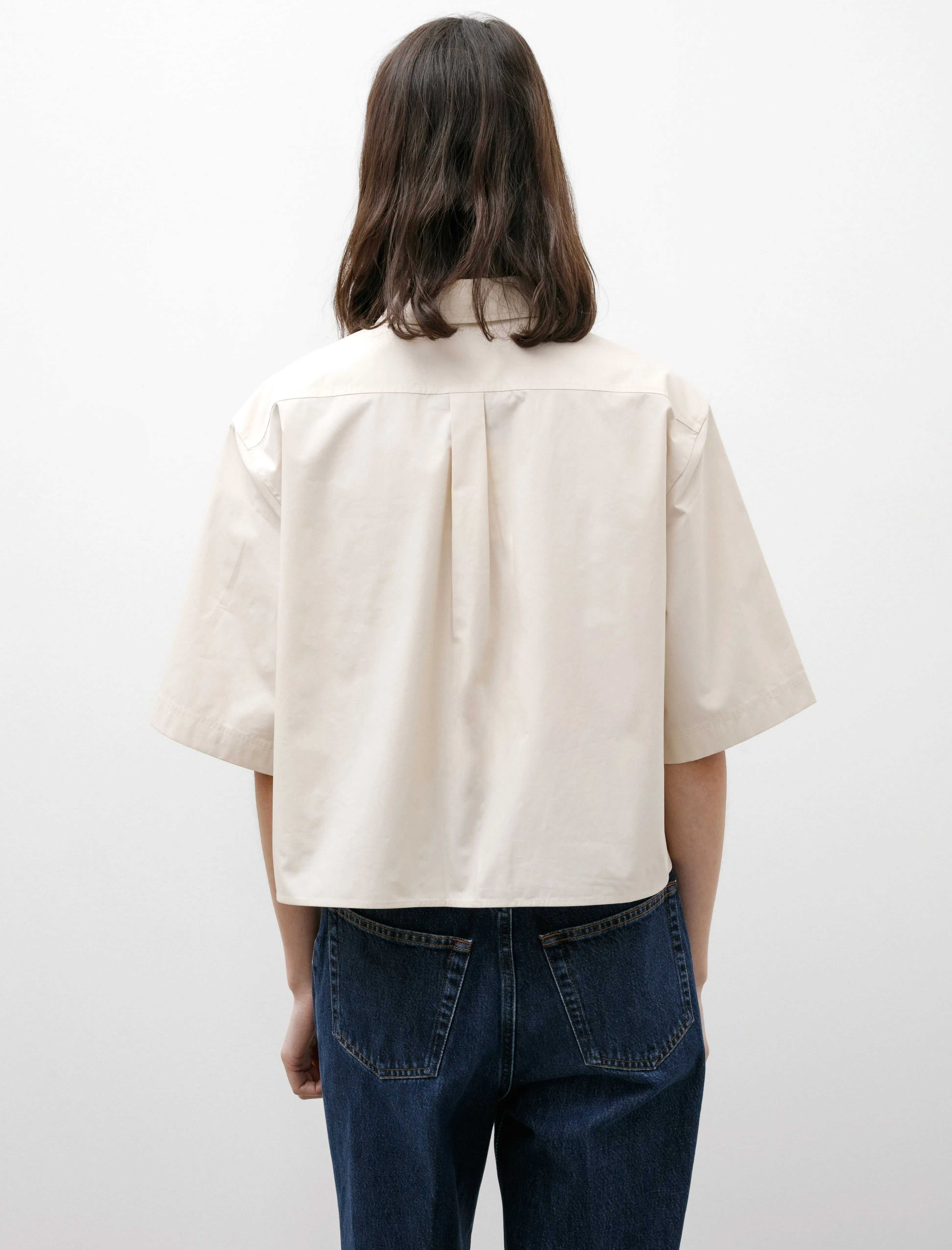 Cropped Cotton Poplin Shirt Stone