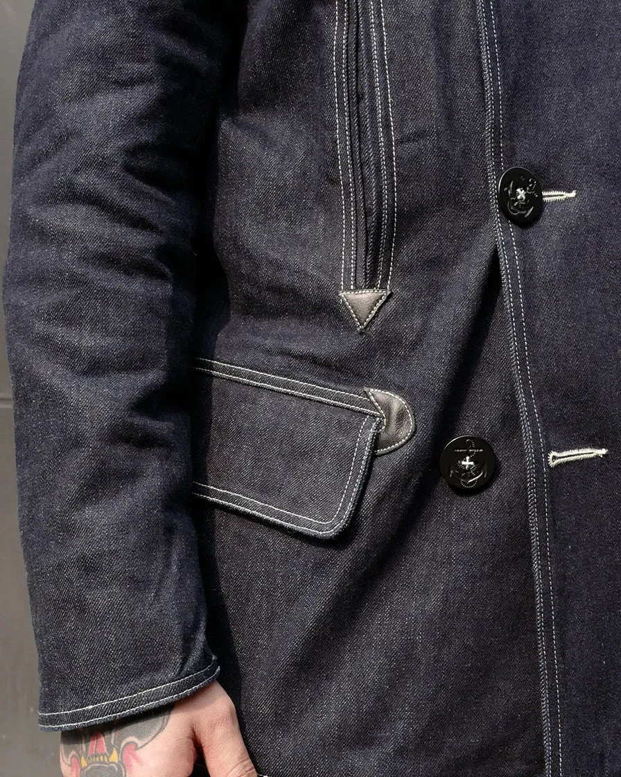 Stylish Denim Peacoat Shawl Collar