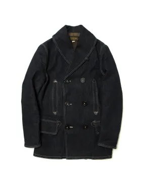 Stylish Denim Peacoat Shawl Collar