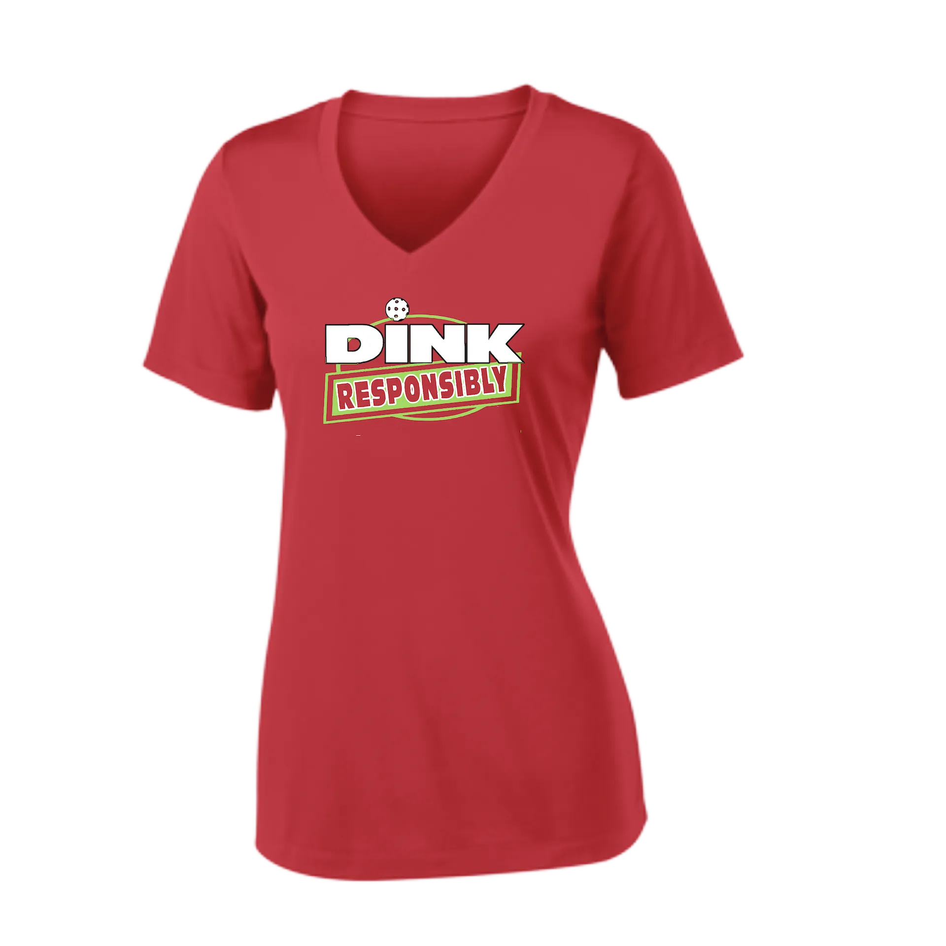 Dink Responsibly | Women's Short Sleeve V-Neck Pickleball Shirts | 100% Polyester