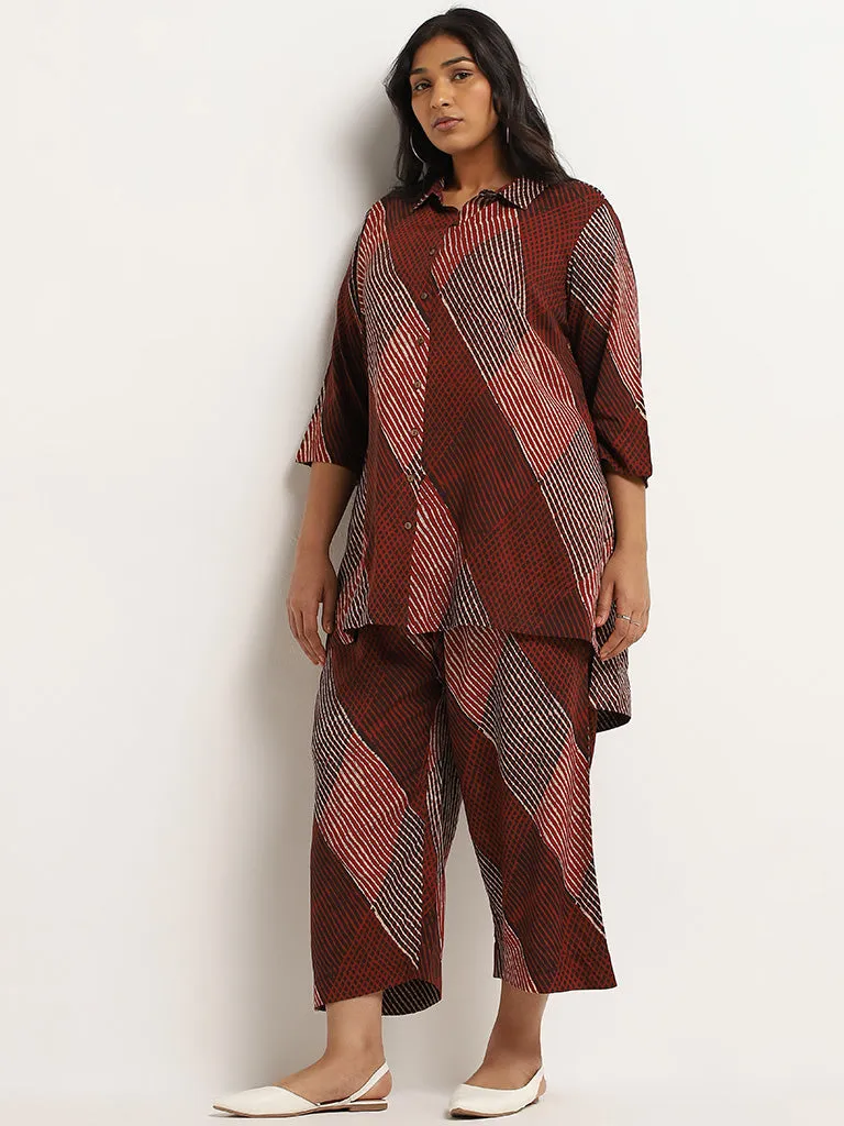 Diza Brown Mid Rise Printed Pants