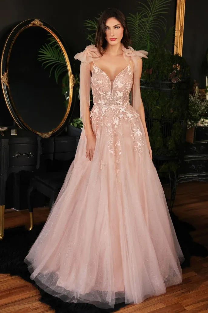 Dulcet | A Line Tulle Gown with Floral Detail | LaDivine CB097