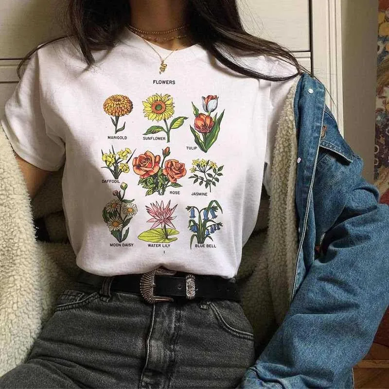 Floral Tropical Cactus Prints Flower Chart Tee Shirts