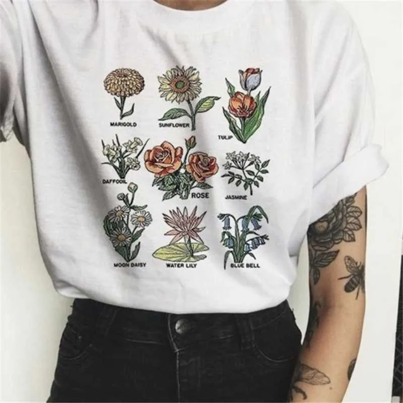 Floral Tropical Cactus Prints Flower Chart Tee Shirts