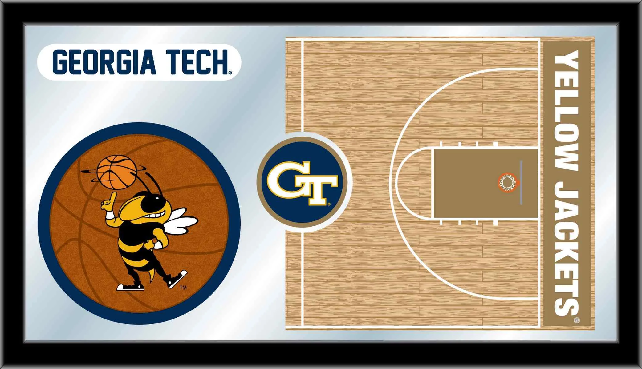 Georgia Tech Yellow Jackets HBS Basketball Framed Glass Wall Mirror (26"x15")