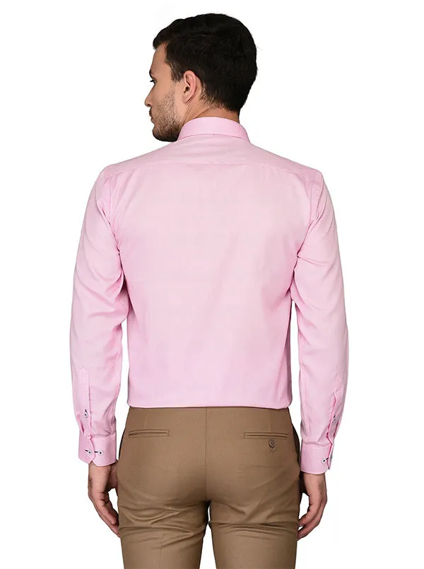 Greenfibre Pink Self Textured Regular Fit Formal Shirt