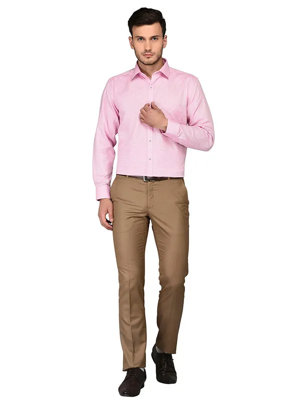 Greenfibre Pink Self Textured Regular Fit Formal Shirt