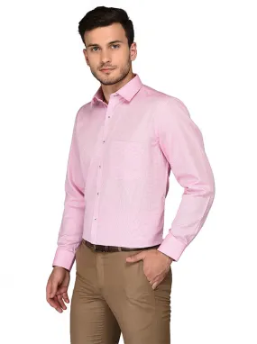 Greenfibre Pink Self Textured Regular Fit Formal Shirt