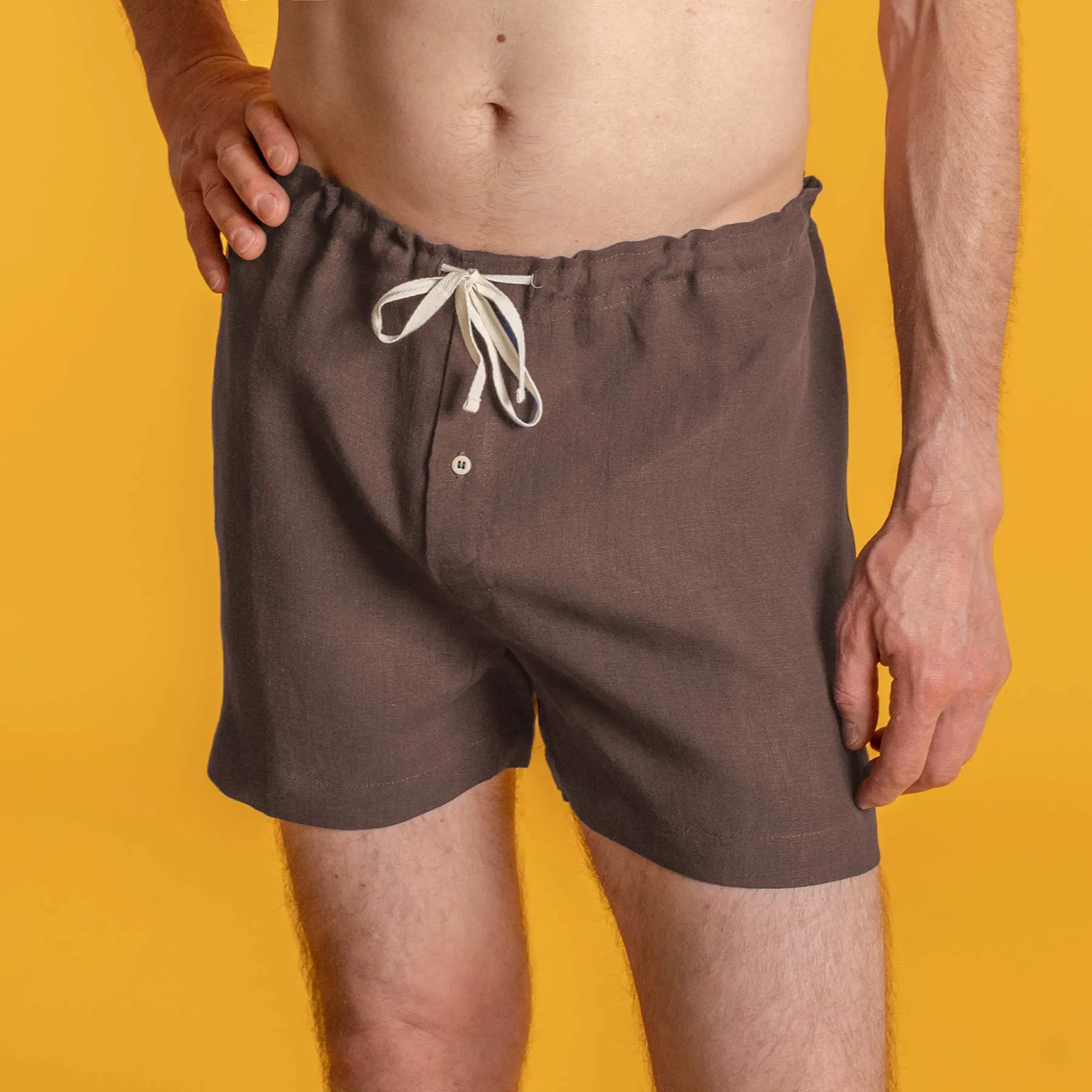 GREENWICH Elastic-free 100% Organic Hemp Boxers (Plastic-Free Nut Button; Latex-Free; OC Thread Option, 100% Biodegradable)