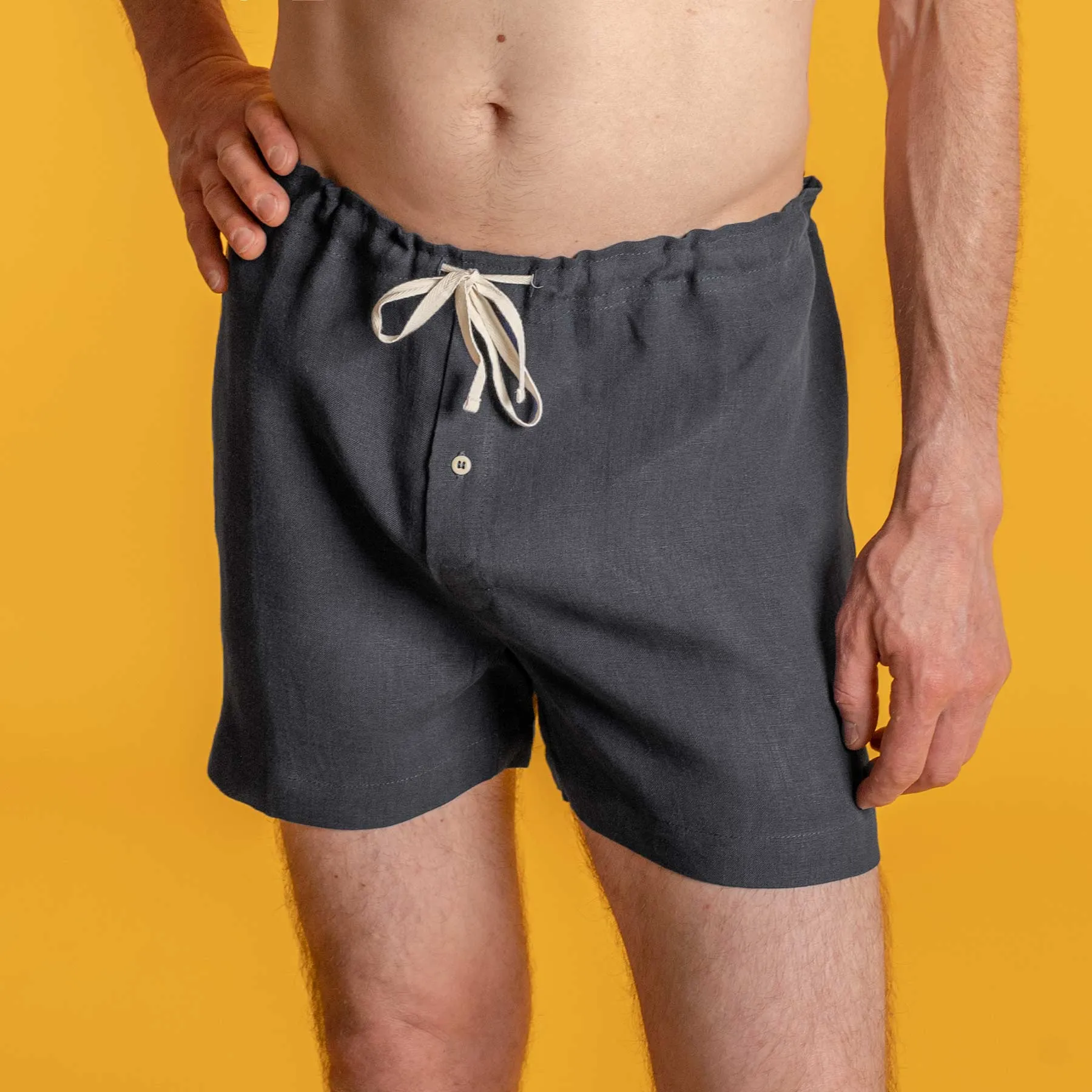 GREENWICH Elastic-free 100% Organic Hemp Boxers (Plastic-Free Nut Button; Latex-Free; OC Thread Option, 100% Biodegradable)