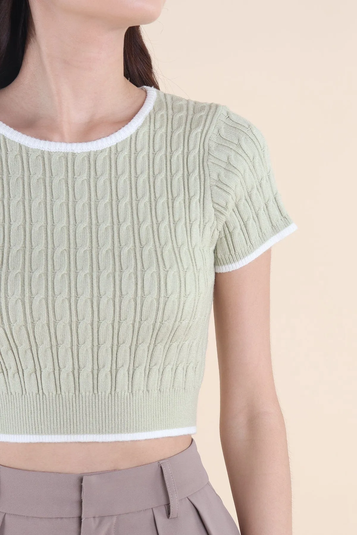 HERALD SLEEVED KNIT TOP IN SAGE