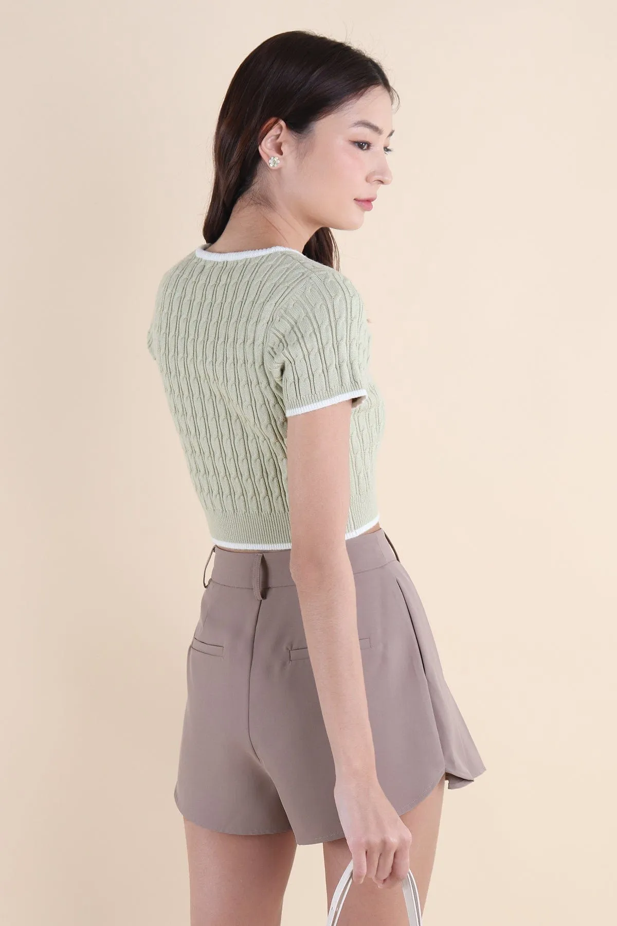 HERALD SLEEVED KNIT TOP IN SAGE