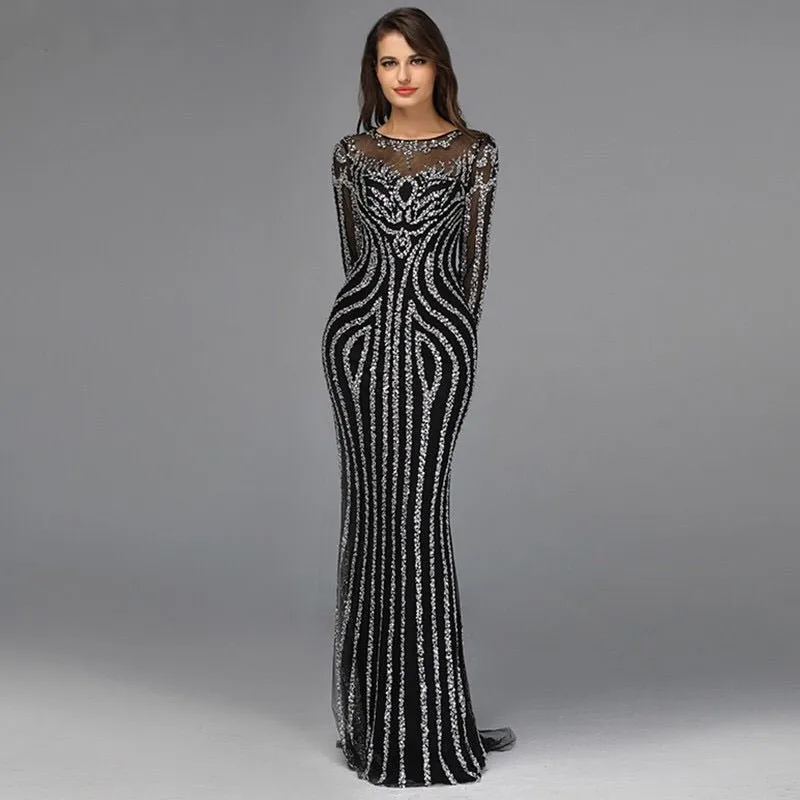 Huda Beaded Long Sleeves Maxi Dress