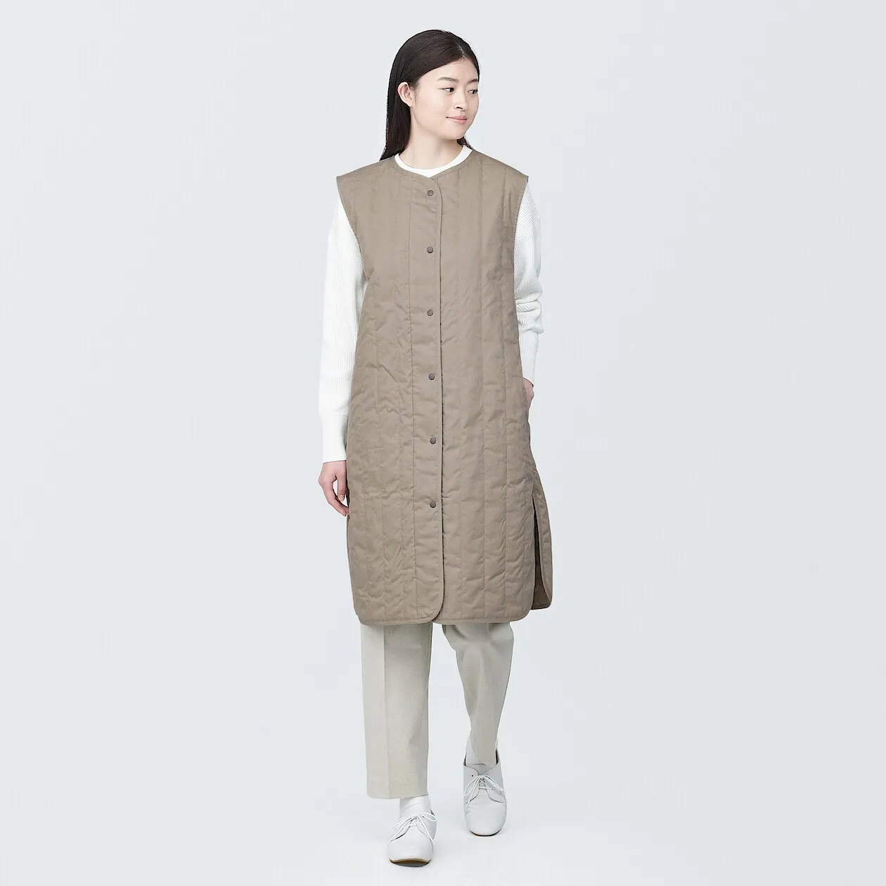 Kapok Blend Padded Long Gilet Vest