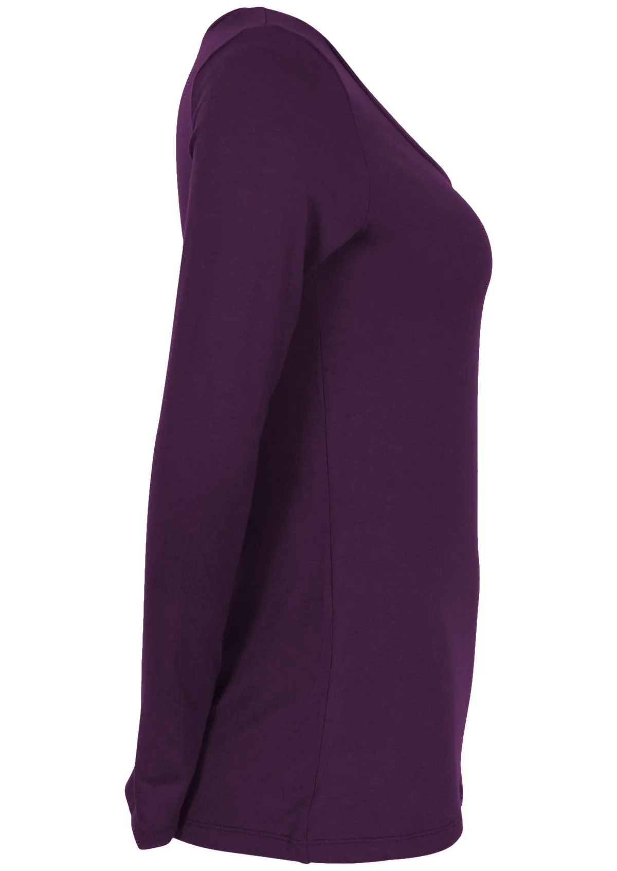 Long Sleeve Stretch V-neck Top Dark Purple