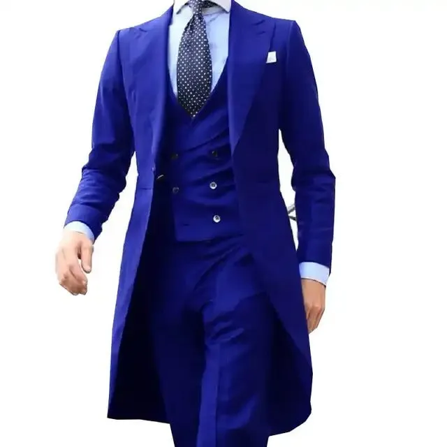 Men's 3 Pcs Suit Tuxedo Prom Long BlazerCustom Hand Made 3 Pieces Party, Wedding and Work Dress (Blazer  Vest  Pants) | 102