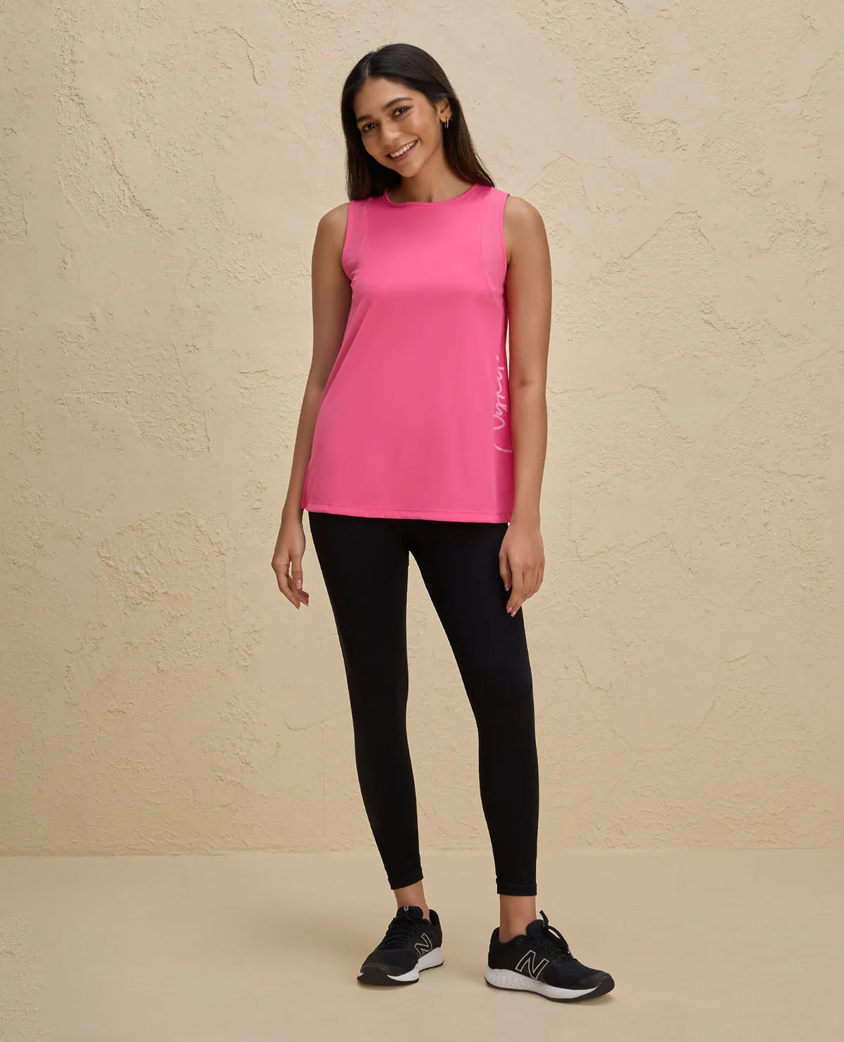 Nykd By Nykaa Quick Dry Stylised Tank Top  Longline -NYK034-Pink