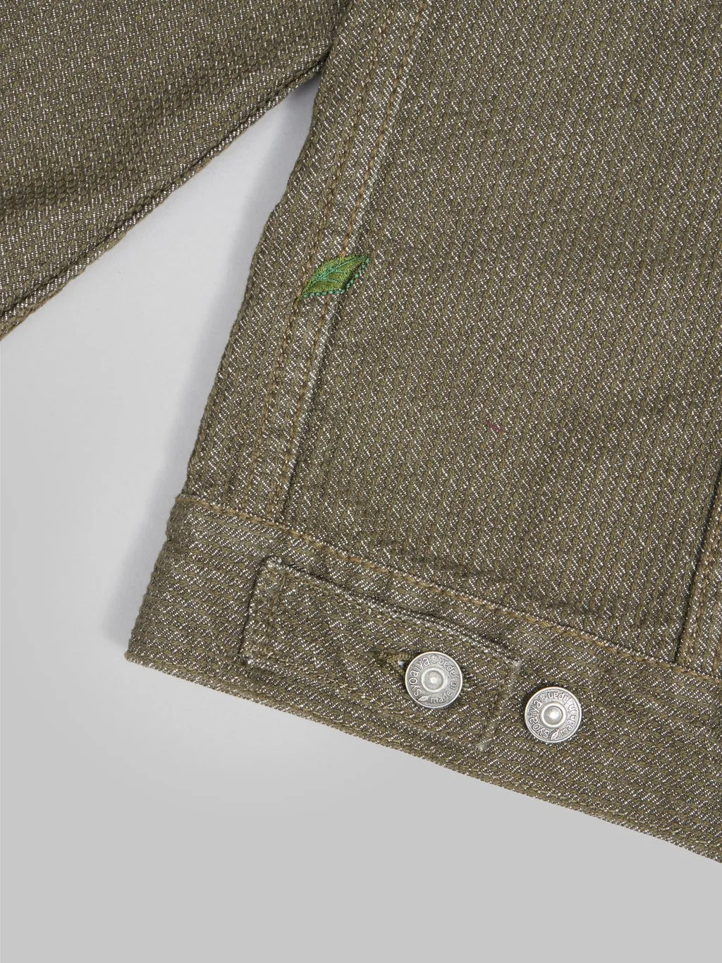 Pure Blue Japan Type III Sashiko Jacket in Olive - 6118-OLV